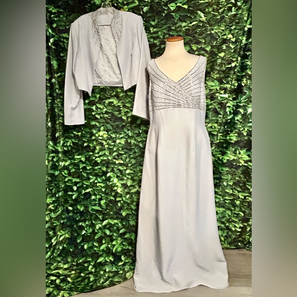 Cecily Brown Mother Of The Bride Gown Jacket Set Powder Blue Womens 16